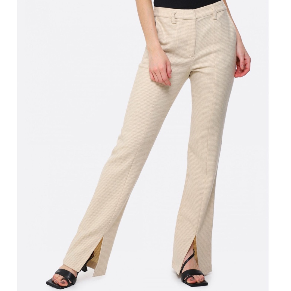 Anine Bing Cream Houndstooth Wool Trousers Nwt Eu 34